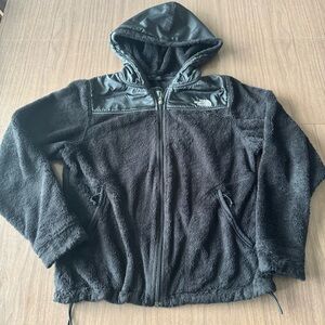 The North Face Women’s Medium Black Fleece Full Zip Nylon Trim Hooded Jacket